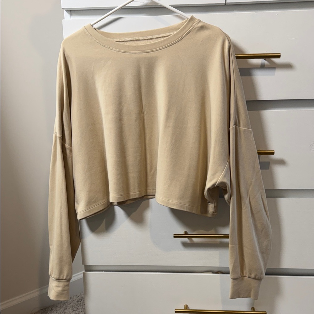 Women's khaki cropped long sleeve Top